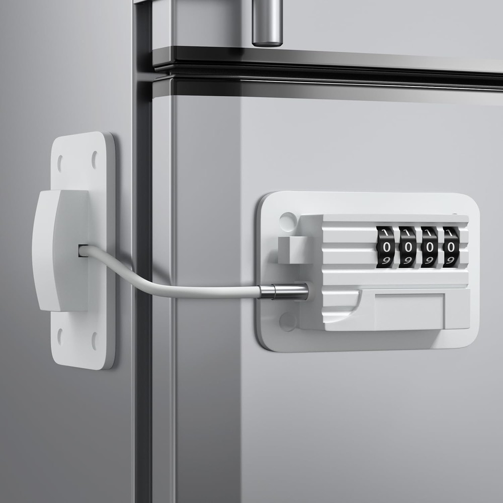 Refrigerator Lock - Upgraded Combination for Upright Freezer, White
