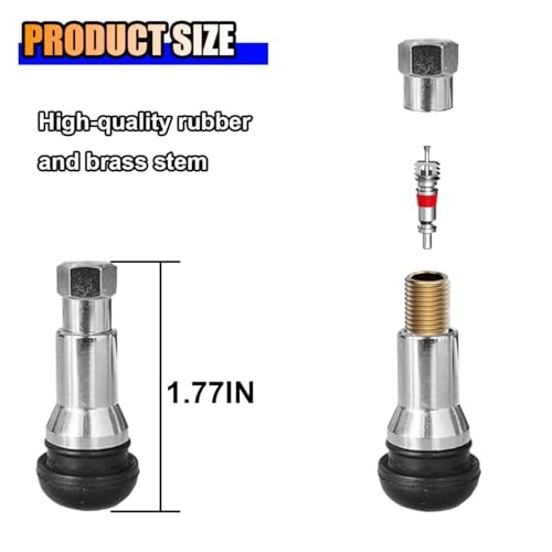 5PCS TR413AC Car Tire Valve Stems, Aluminium Alloy Snap-in Car Tire Silver