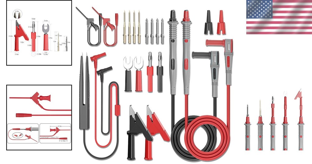Comprehensive Multimeter Test Leads Kit with Replaceable Needles - 21PCS Set