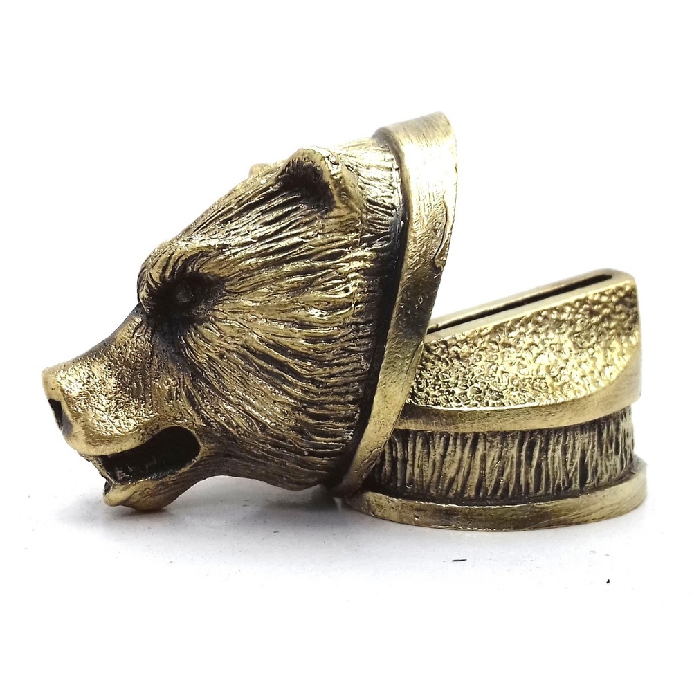 SET BEAR SOLID BRONZE FINGER GUARD BOLSTER & POMMEL CUSTOM KNIFE MAKING