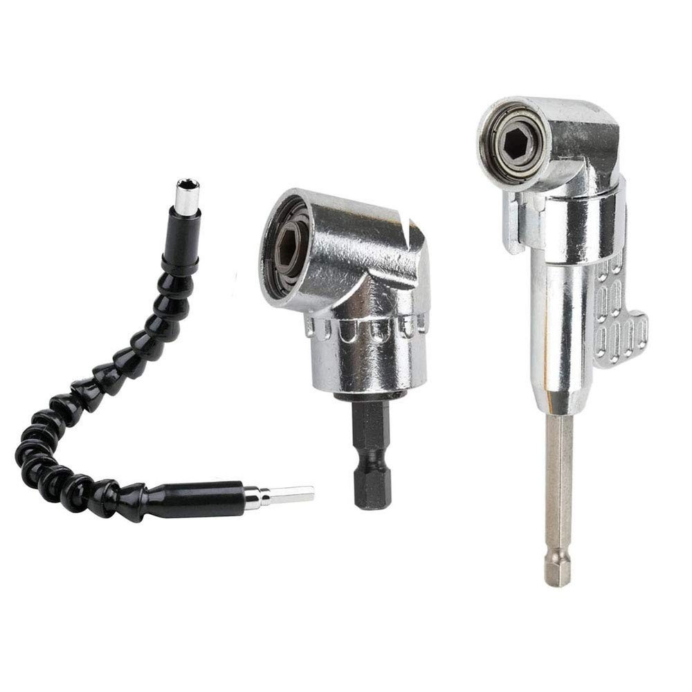 105 Degree Right Angle Driver Extension Power Screwdriver Drill Silver