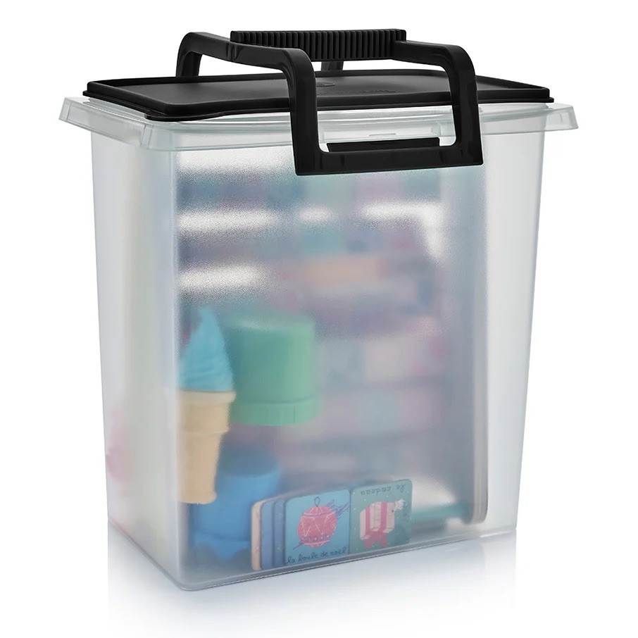 Tupperware Large Carry All Clear Container With Black Handle New