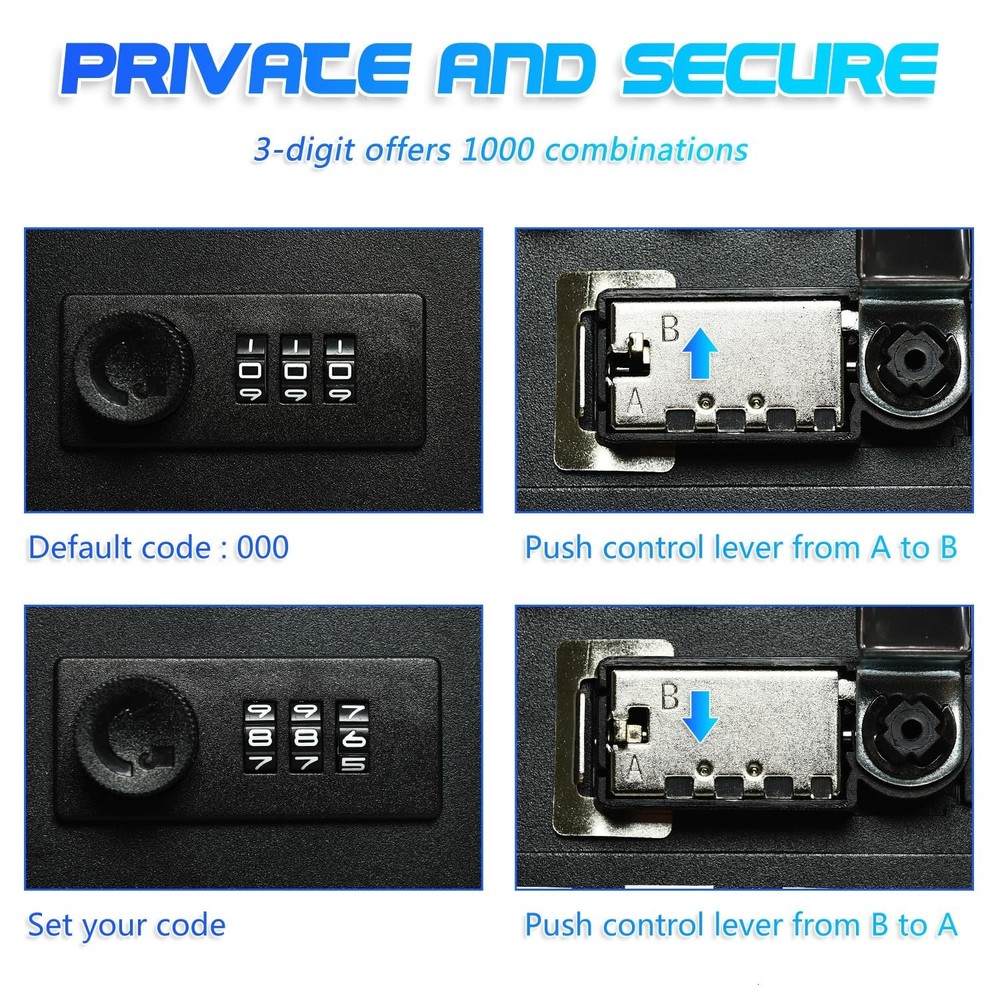 28 Key Cabinet Wall Mount, Steel Key Box Wall Mount with Code, Combination Lo...