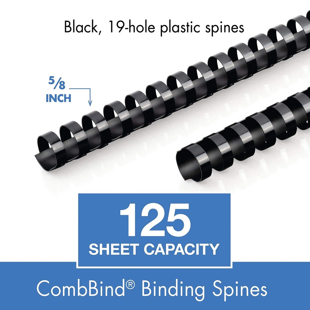Mead CombBind Binding Spines/Spirals/Coils/Combs, 5/8", 125 Sheet Capacity, B...