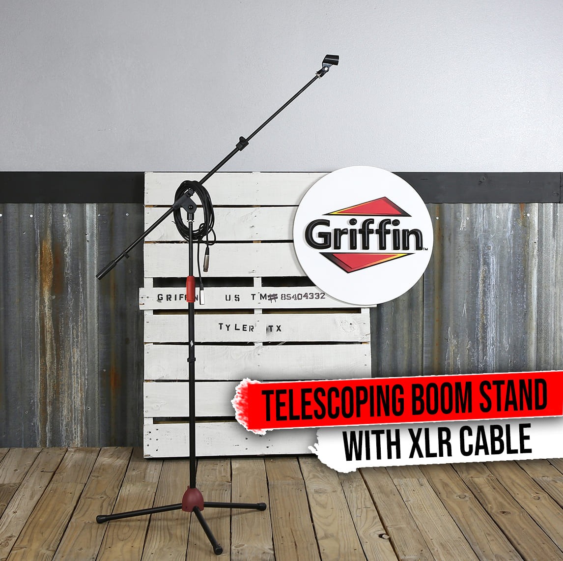 GRIFFIN Tripod Microphone Boom Stand Holder PACK XLR Cable Mic Clip Studio Stage
