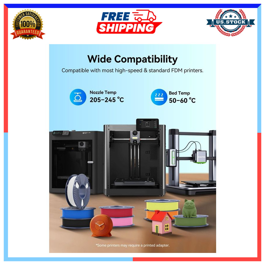 Matte PLA 3D Printer Filament Bundle 2KG 1.75mm 8 Pack 250g Spool Multi Color
