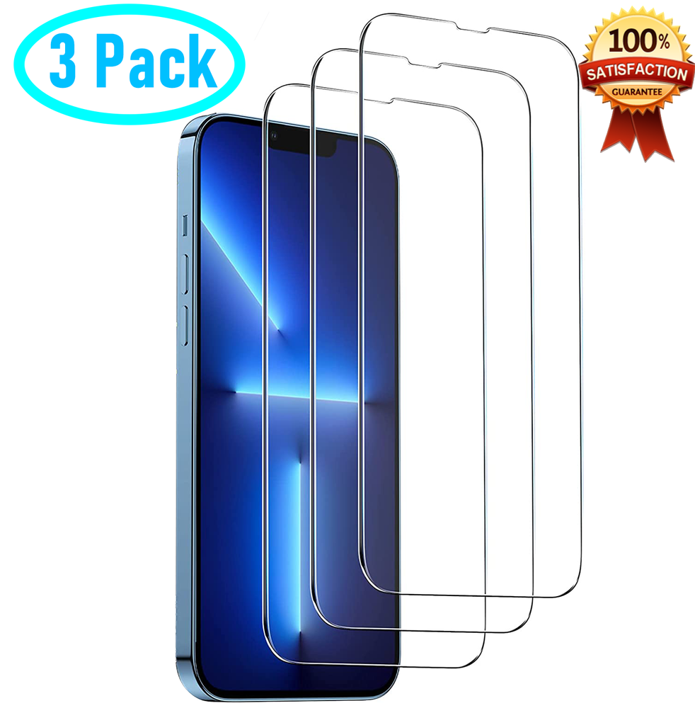 3 Pack For iPhone 13 14 Plus Pro MAX iPhone HD Tempered Glass Screen Protector