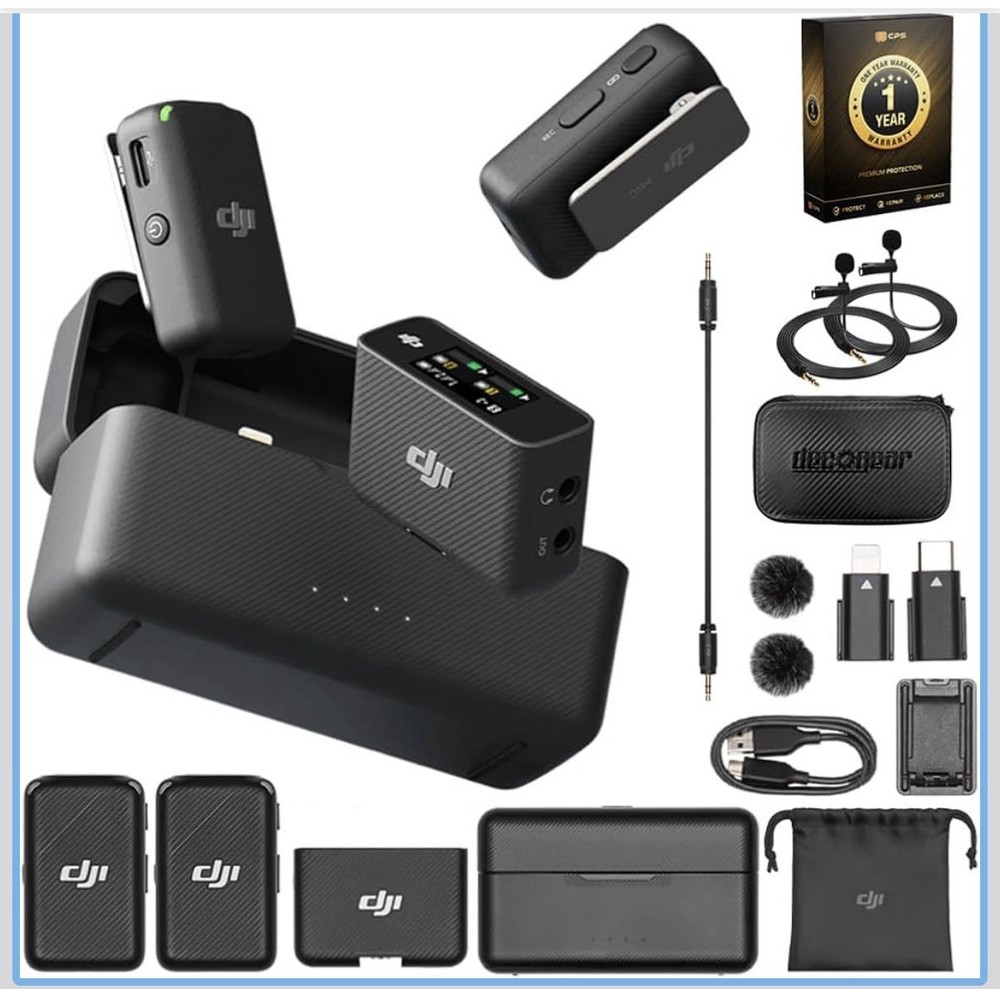DJI Wireless Microphone System and Audio Recorder Bundle With Deco Gear 7” Case