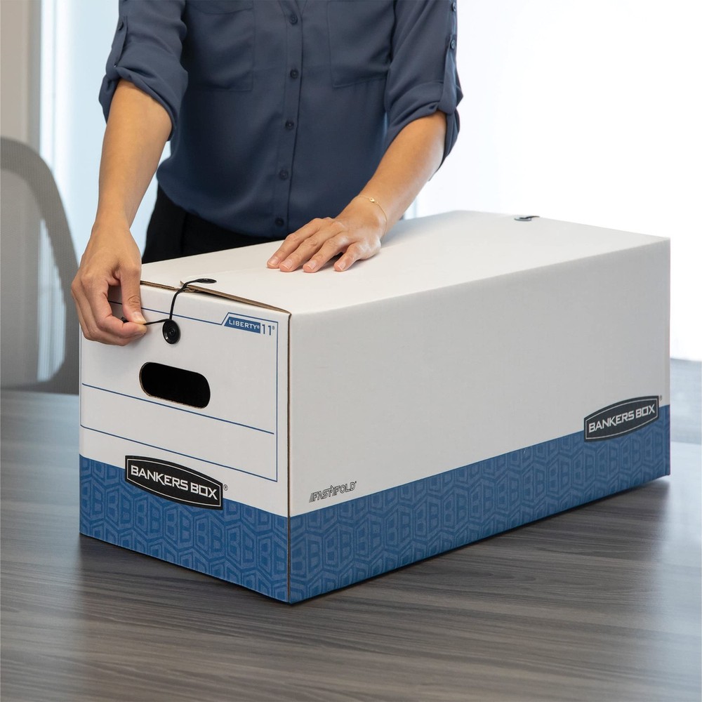 Bankers Box 12-Pack Heavy-Duty String & Button File Storage Box, FastFold Assemb