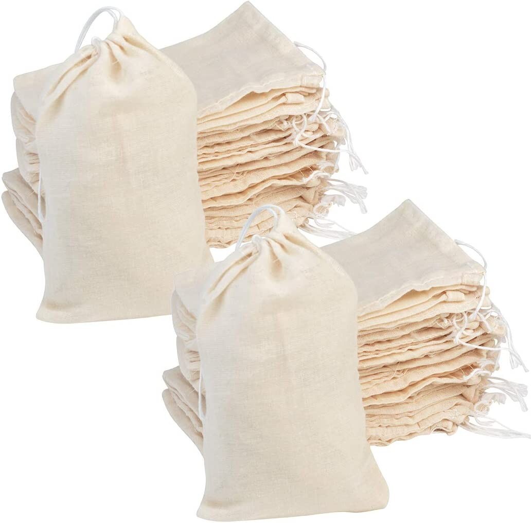 100 4x6 inch Cotton Muslin Drawstring Bags Wedding Party Favors