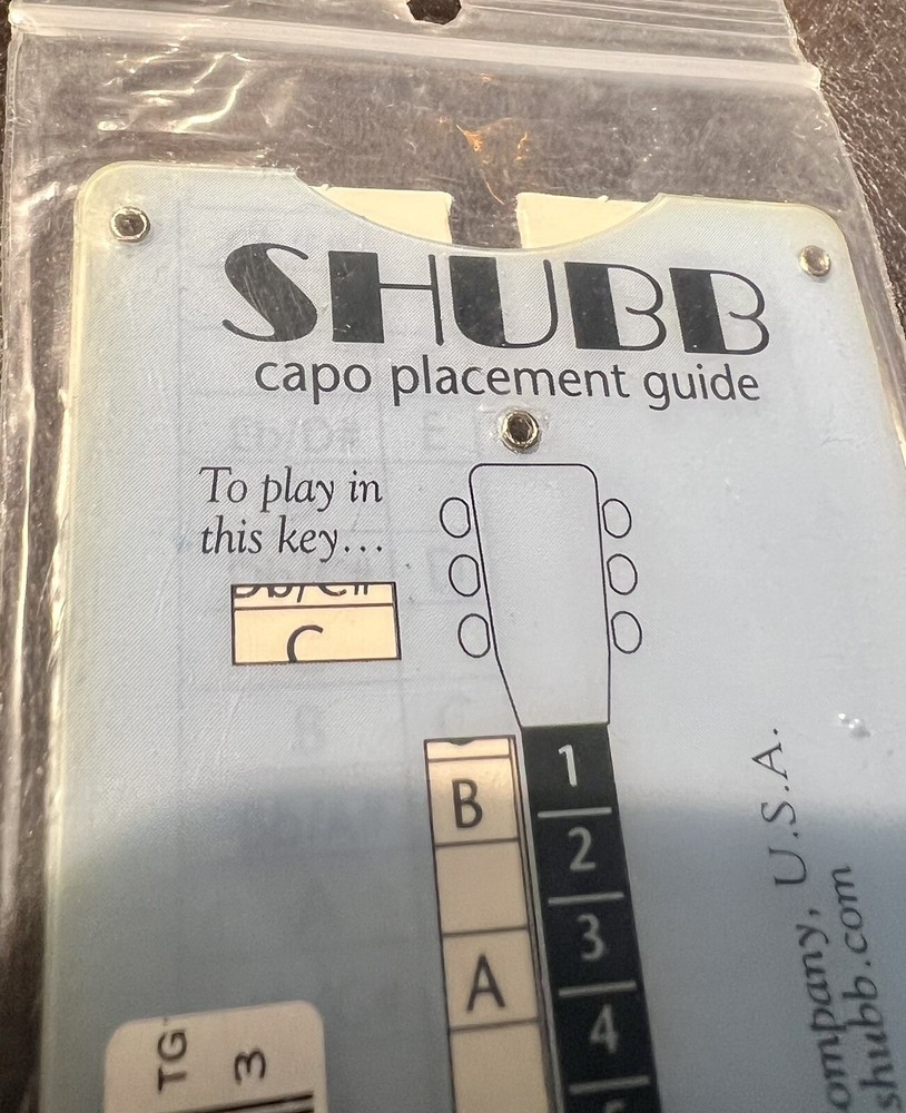 Shubb Guitar TG1 Pocket Size Transposing Slide Chart & Capo Placement Guide