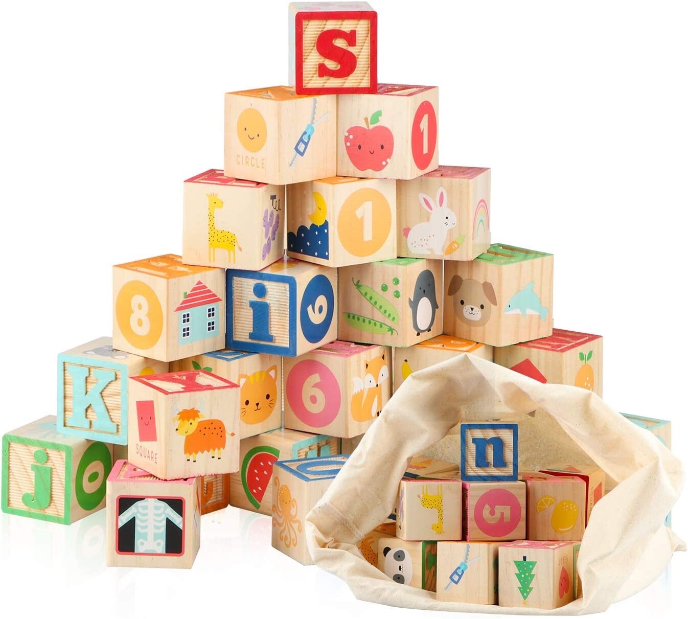 New - 26pcs Wooden ABC Letters Building Blocks Learning Education Toys Kids gift