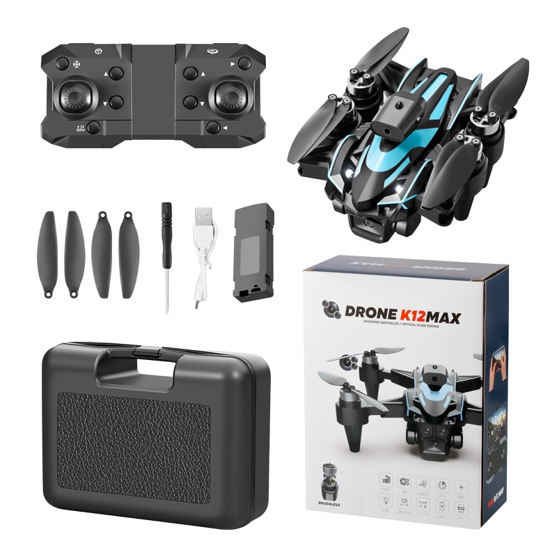 Drone 2026 Brushless Three HD Camera RC Foldable Quadcopter Remote With 2Battery