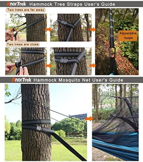 Camping Hammock with Mosquito Net, Double & Single Lightweight Portable