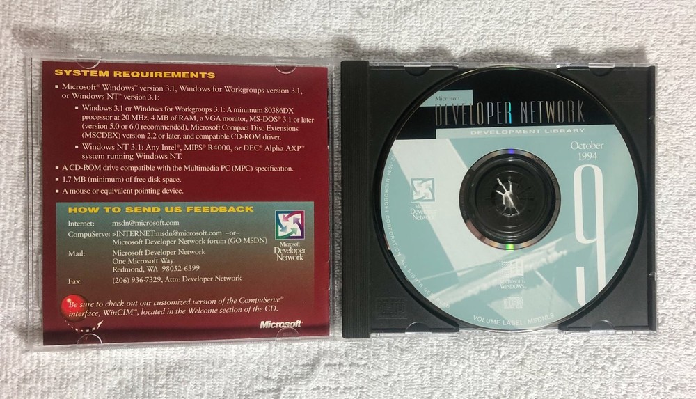Microsoft Developer Network Development Library CD-ROM October 1994 Windows