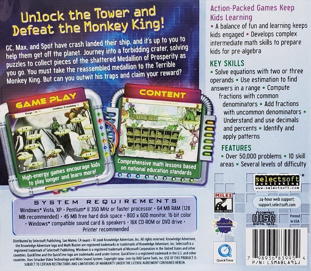 Age 9-12 Math & Reading Blasters Kids Edutainment Bundle PC Windows Sealed New