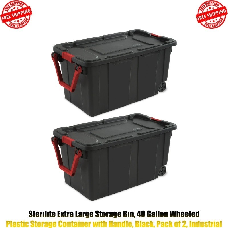 Sterilite Extra Large Storage Bin, 40 Gallon Wheeled Plastic Storage Container