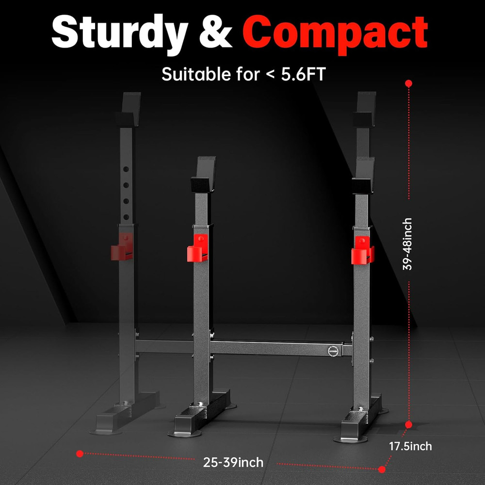 Adjustable Squat Rack, 550LBS Multi-Function Barbell Rack for Weight Lifting and