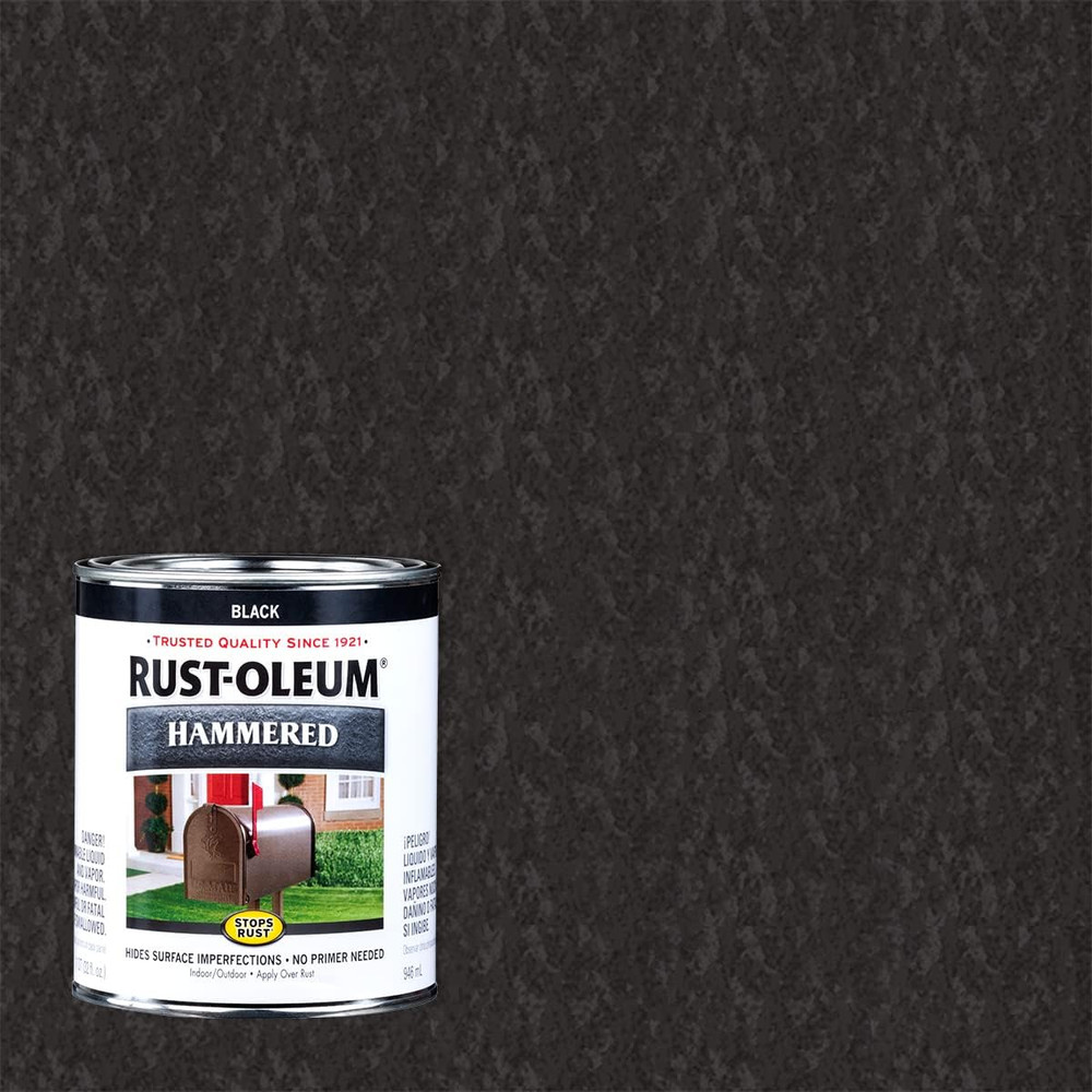 7215502 Stops Rust Hammered Finish Brush Paint, Quart, Black