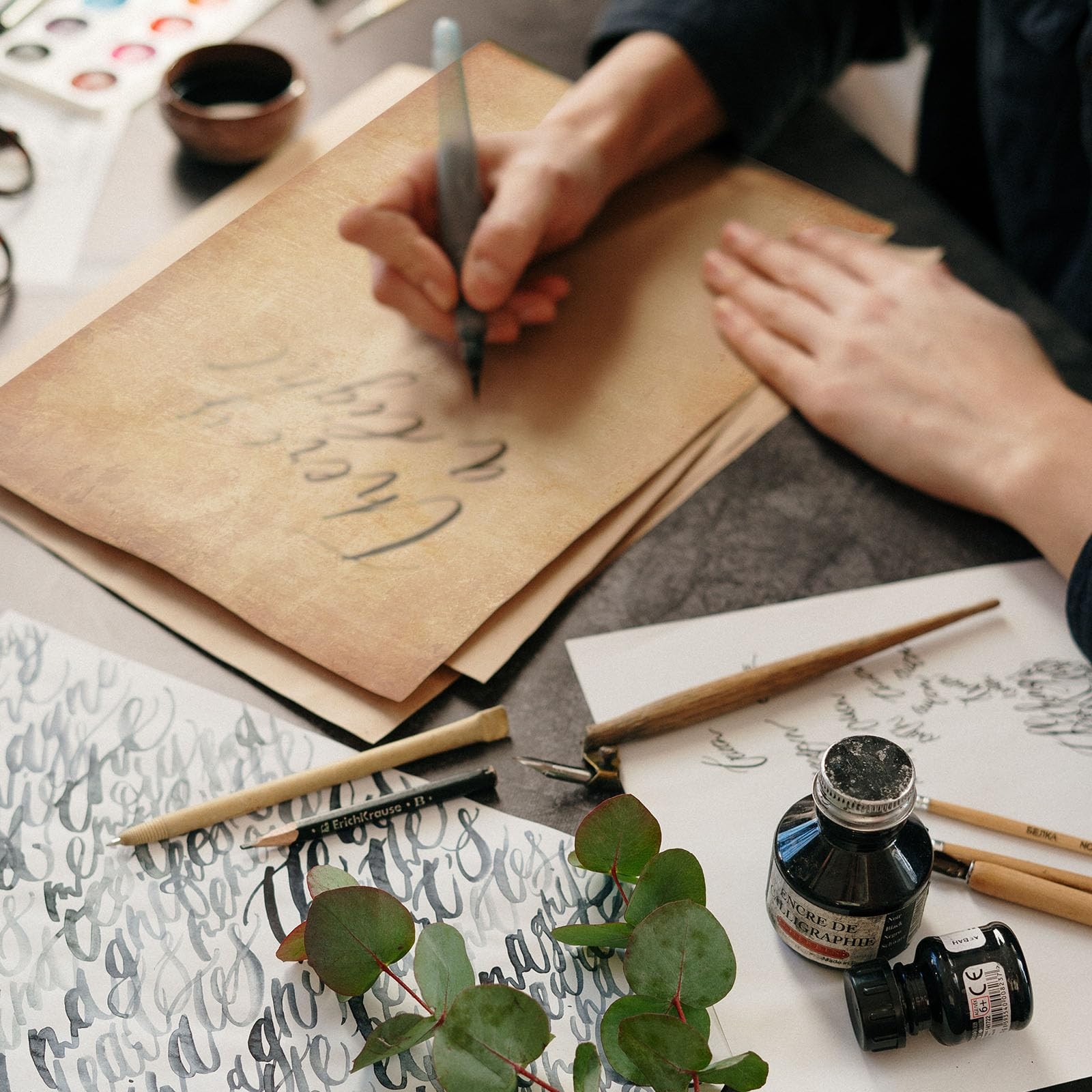 60 PCS Old Fashioned Faux Parchment Paper Aged Paper Antique Looking 8.5 x 11