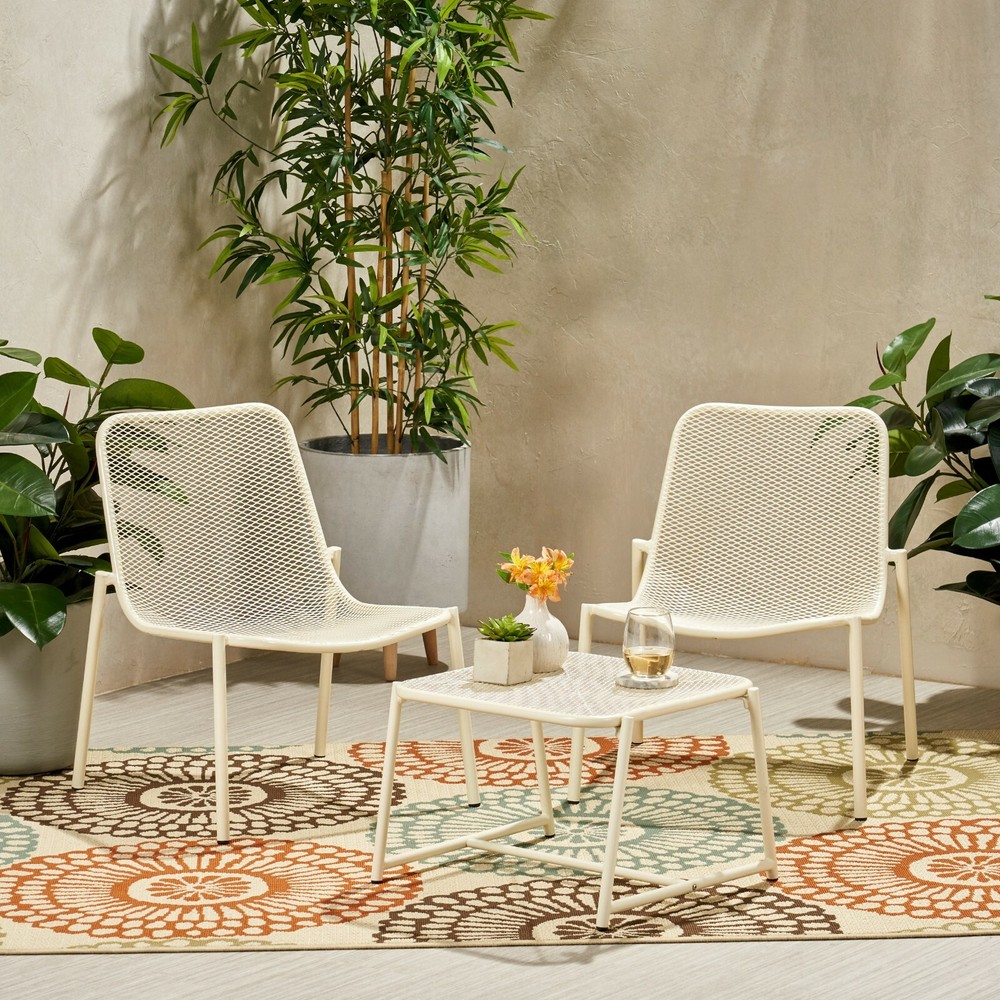 Outdoor Modern Iron Mesh 2 Seater Chat Set