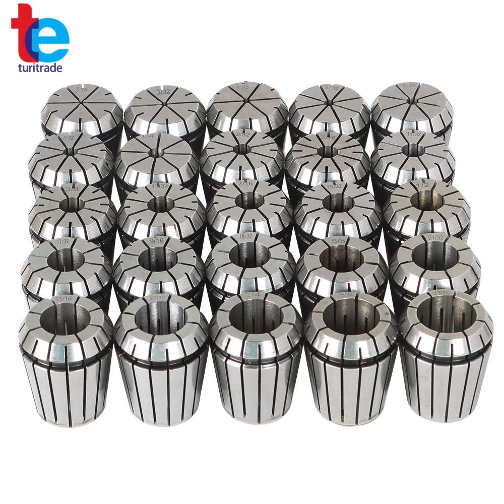 25 Pack Collet Set ER32 Collet Chuck 1/16 inch-3/4 inch Holder Spring Collet Set