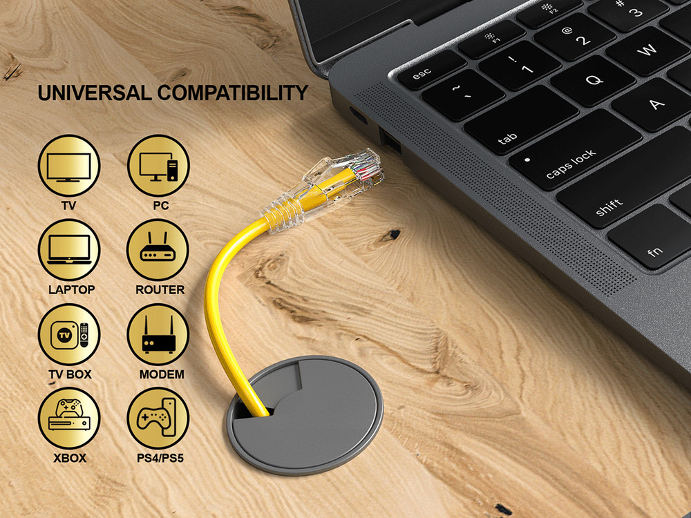 25ft Slim Cat6a 28AWG UTP Ethernet Network Patch Cable, Yellow