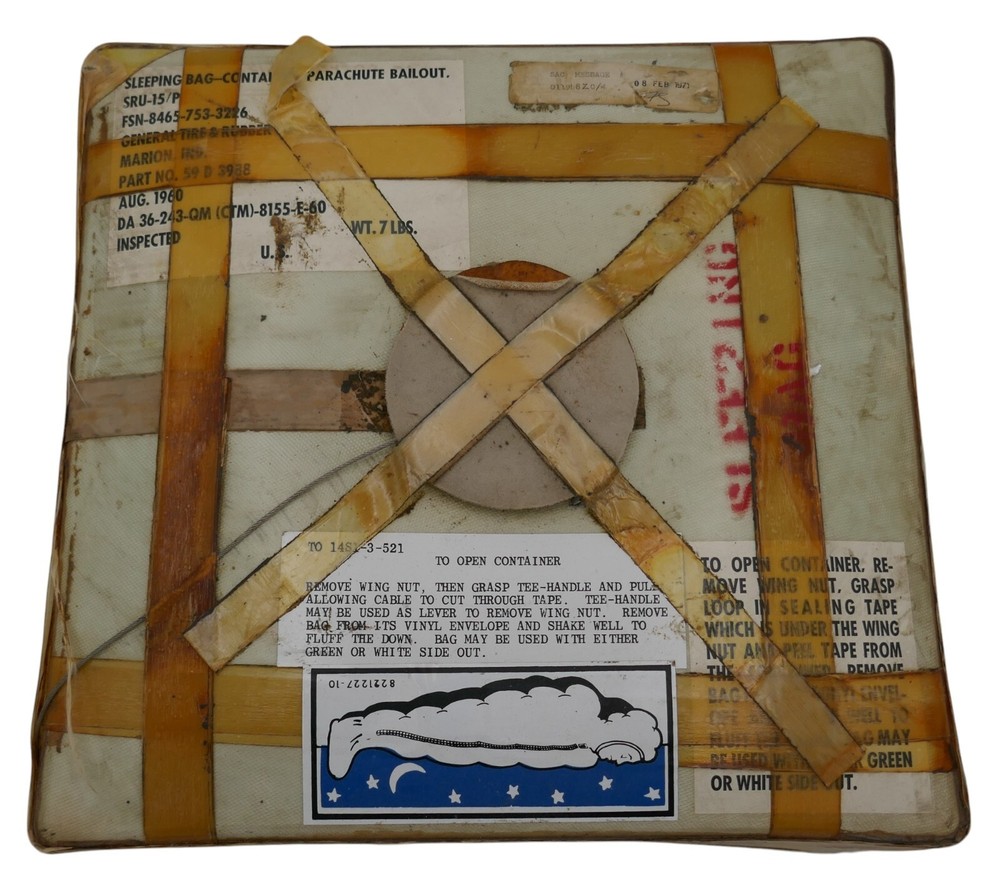 1960 USAF Sealed Container Parachute Bailout Sleeping Bag