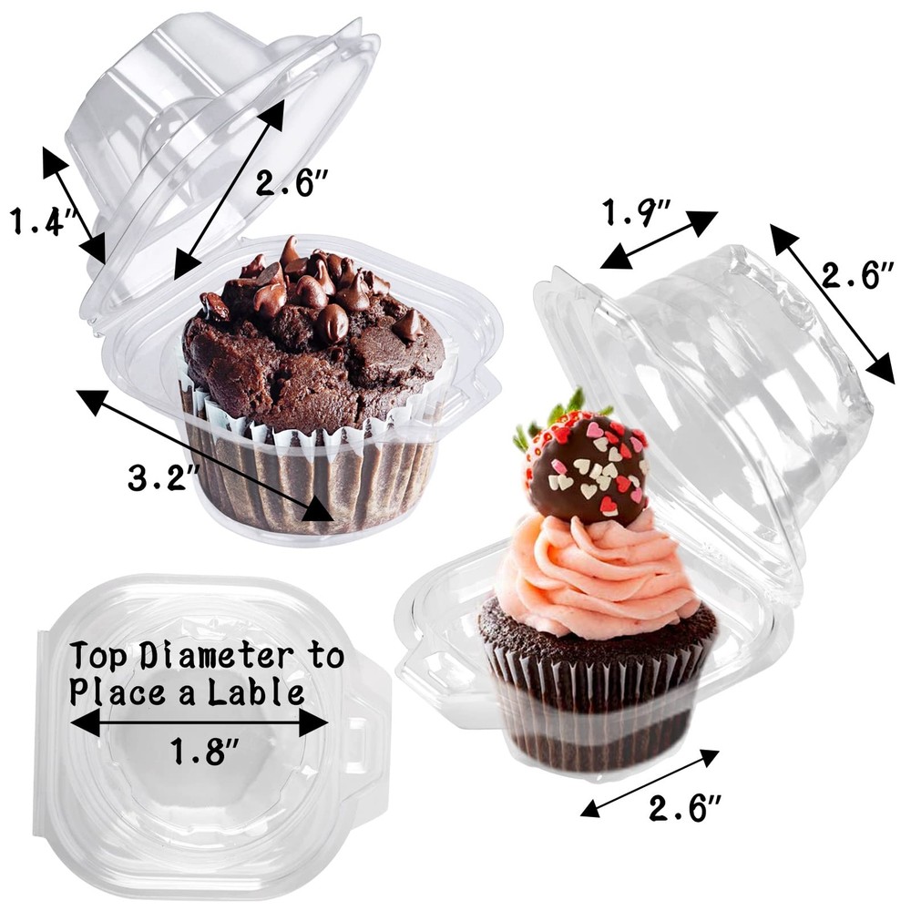 50 Pack Individual Cupcake Containers Plastic Cupcake Boxes Cupcake Holders