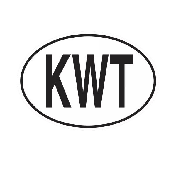 KWT Kuwait Country Code Oval Sticker