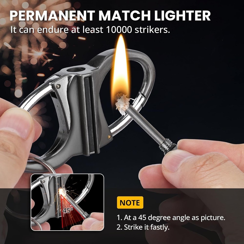 3Pcs Permanent Match Infinity Lighter with Multitool Keychain Lighter Pipe Metal