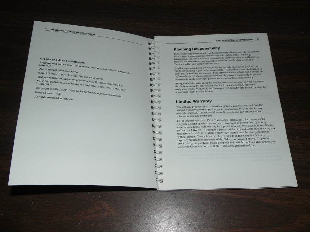 Destination Direct User Manual 1996 Delta Technology