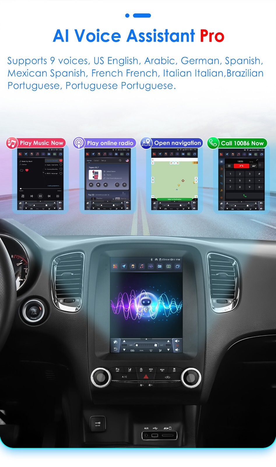 Apple Carplay Android 9.7" Car Stereo GPS Radio WiFi For DODGE Durango 2014-2020