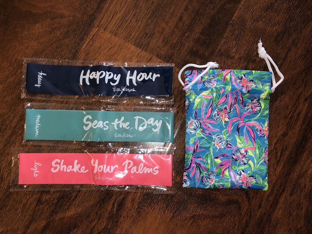 Lilly Pulitzer KEEP ON BELEAFING 3 RESISTANCE BANDS SET Exercise Stretch GWP NWT