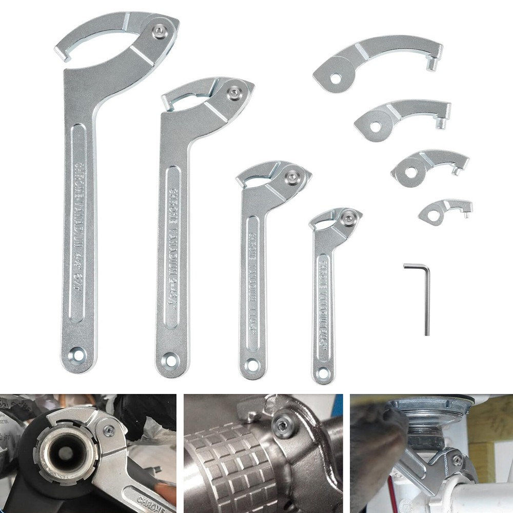 Adjustable Pin Spanner Wrench Tool Kit,Coilover Hook Wrenches for Nut Adjustment