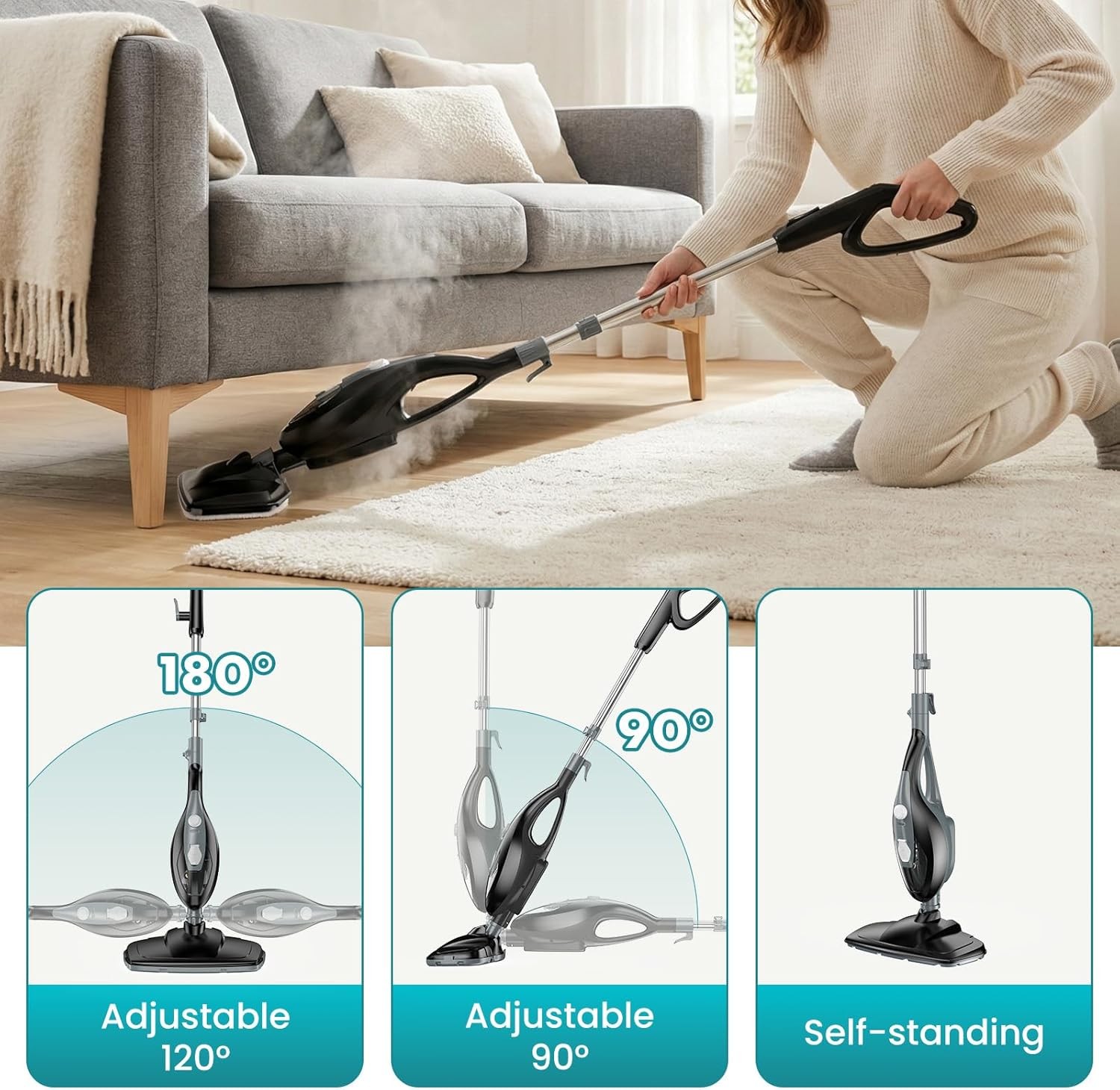 10 in 1 Steam Mop 1550W Detachable Handheld Steam Cleaner Set for Floor Cleaning