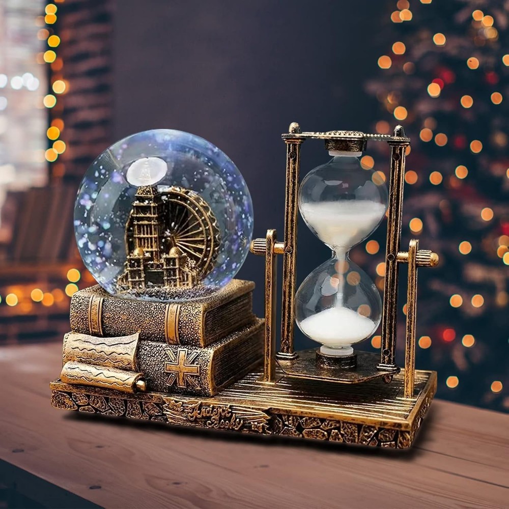 LED MusicCrystal Snow Globe and Sand Timer - Home Decor - Table Decor