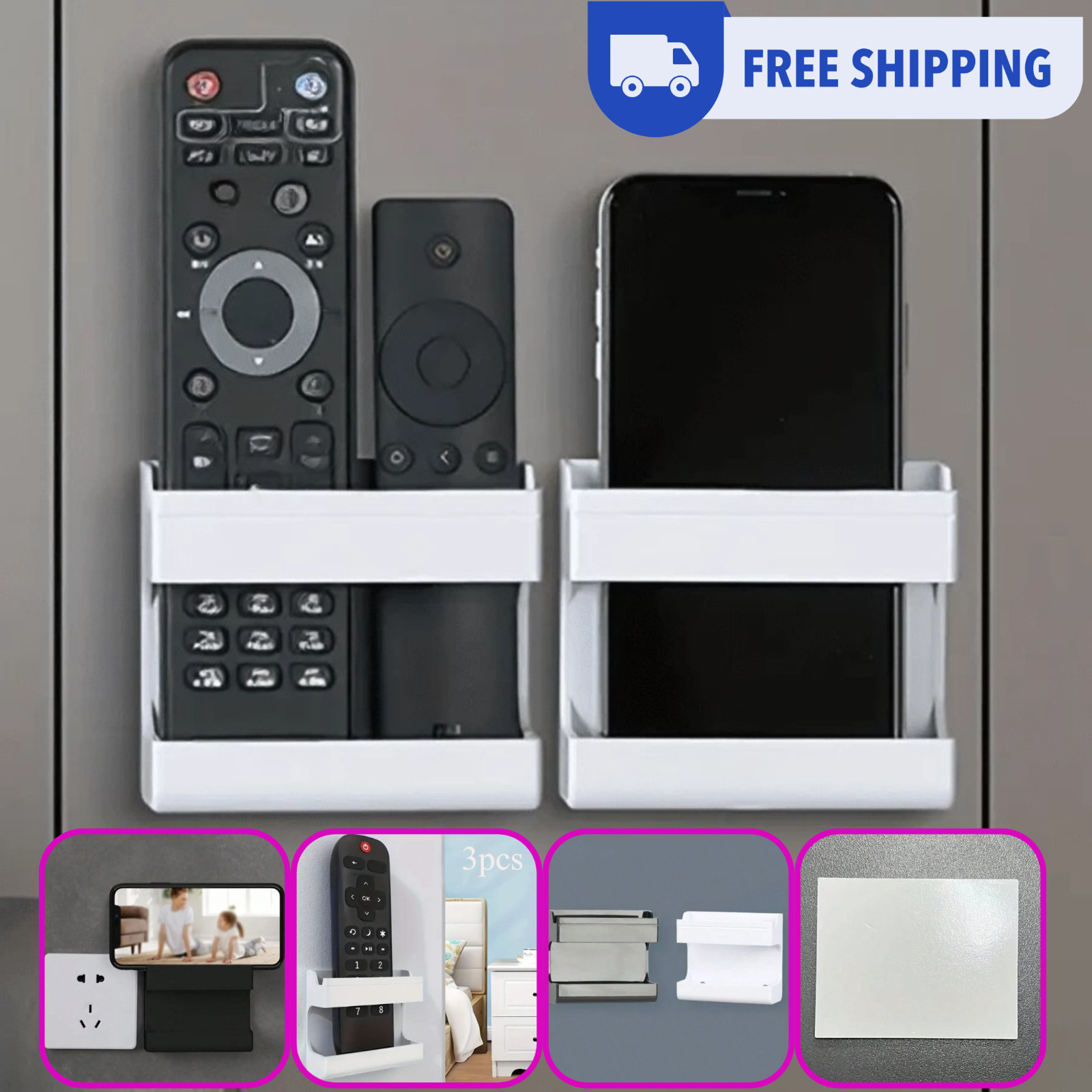 Wall Mounted Smart TV Remote Control Holder Home Office Organizer Storage Case