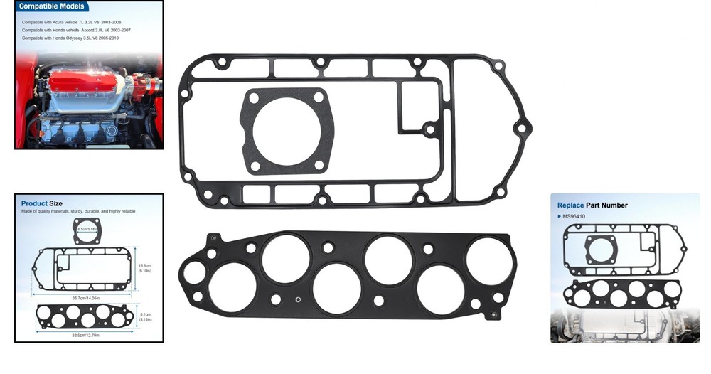 Plenum Gaskets Set Upper Compatible with 2003-2010 Accord Odyssey, 2003-2