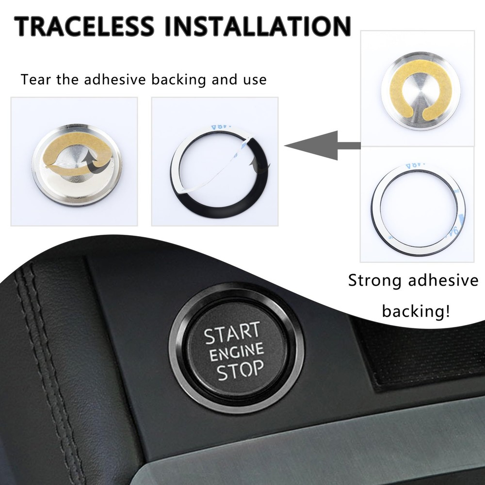 Car Push Start Button Cover Compatible with Audi,Cool Aluminum Engine Start