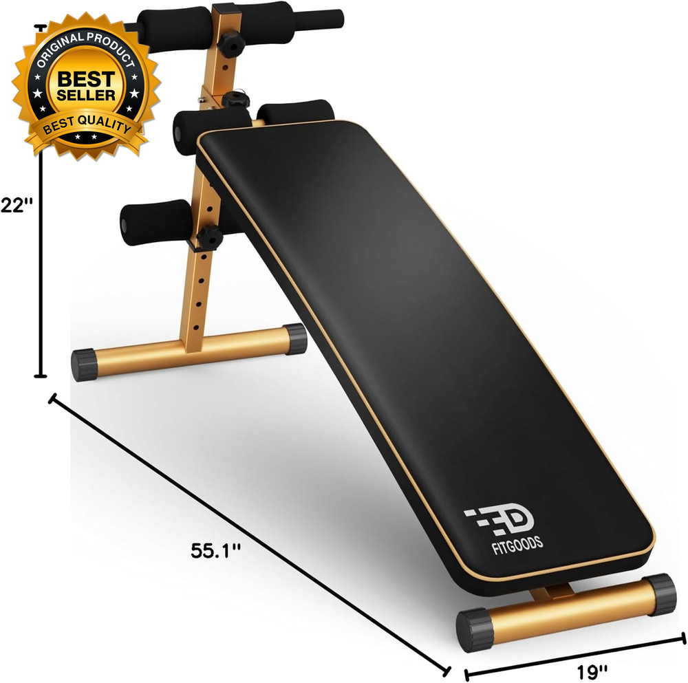 Sit up Bench, Adjustable Workout Bench for Ab Exercise, Curved Incline/Decline S
