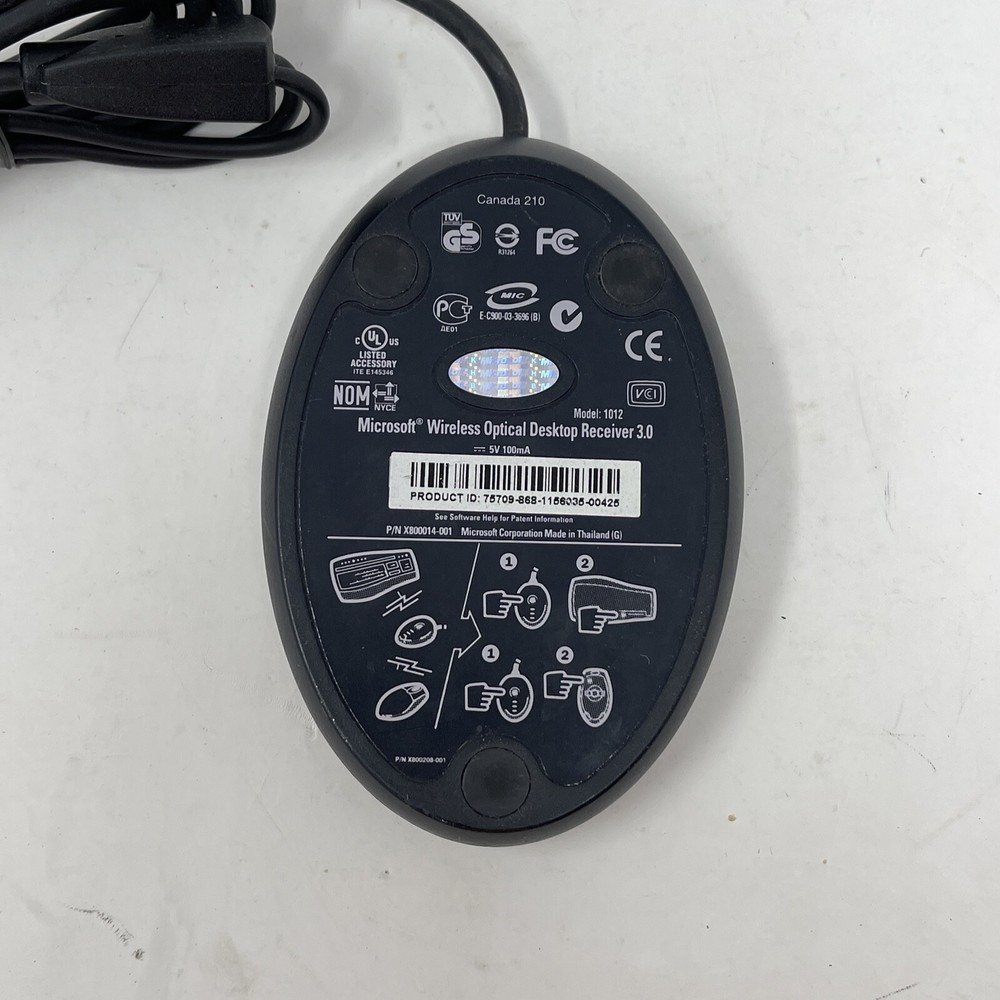 Microsoft PS2 & USB 1012 Wireless Optical Desktop Receiver 3.0 X800014-001 101