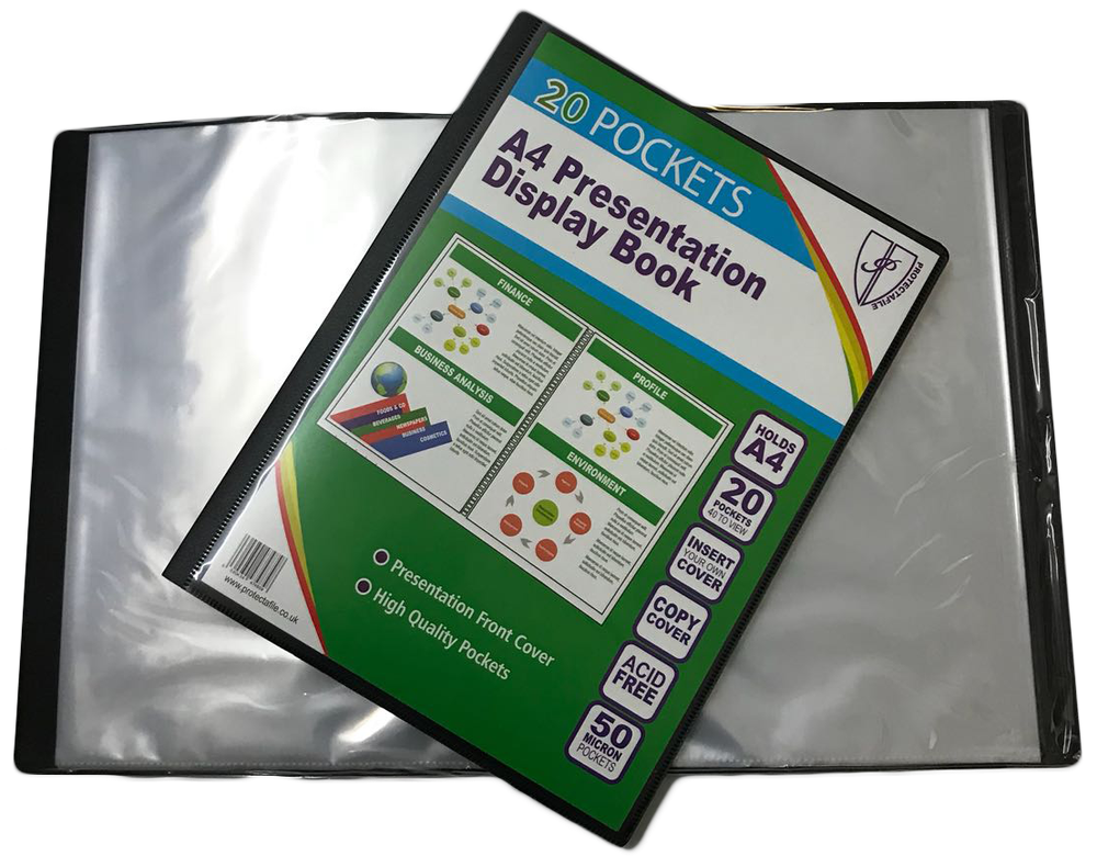20 A4 Pocket Presentation Display Book - Black