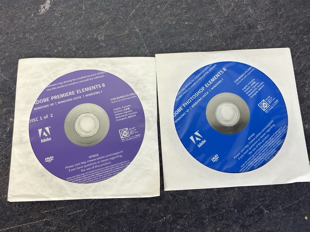 Adobe Photoshop Elements 8 & Adobe Premier Elements 8 - NO BOX - NEW & SEALED.