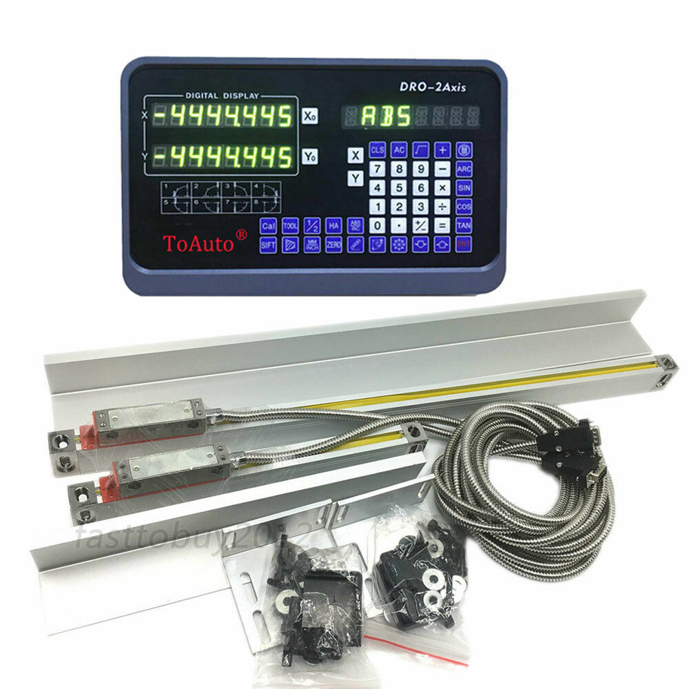 2 Axis Digital Readout DRO &2 TTL Linear Glass Scale Encoder for milling CNC