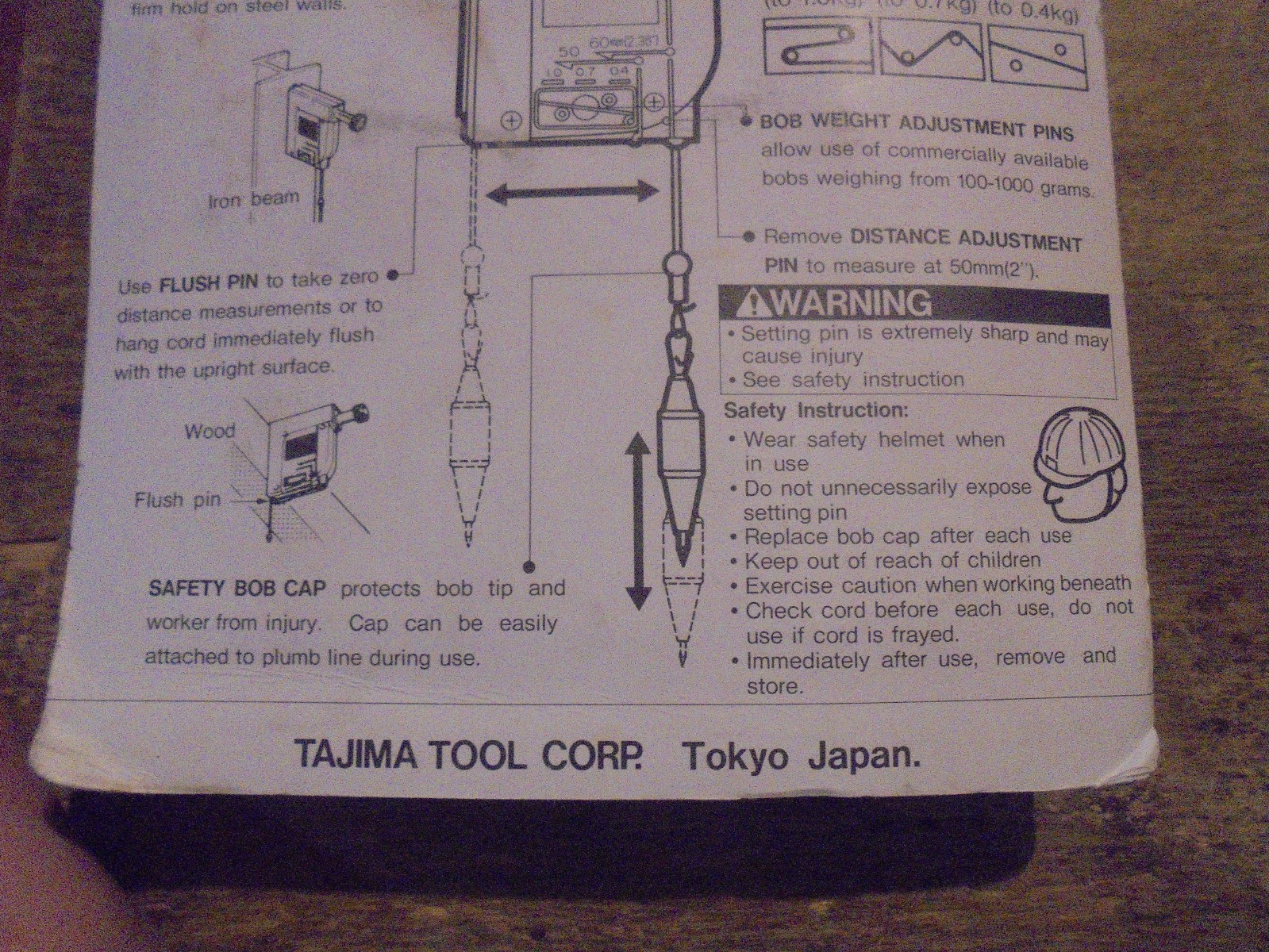 Tajima Plumb - Rite Model PZB300 Plumb Bob and Setter new