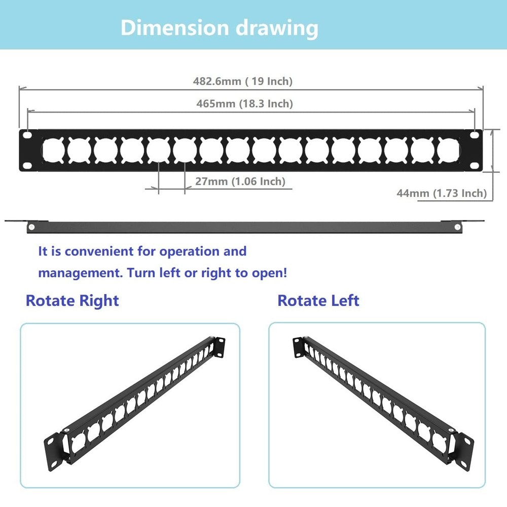 Hinged Rack Panel XLR HDMI Audio Rack Mount Panel W/ 16 D-Series 1U16D