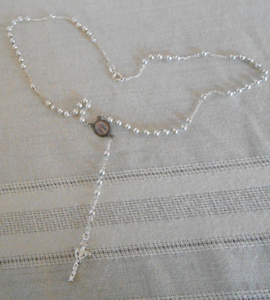 Ferlon 18k white GF rosary