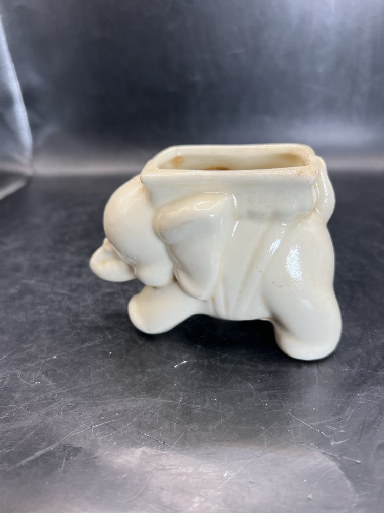 Vintage Small White Elephant Planter 3” Tall READ
