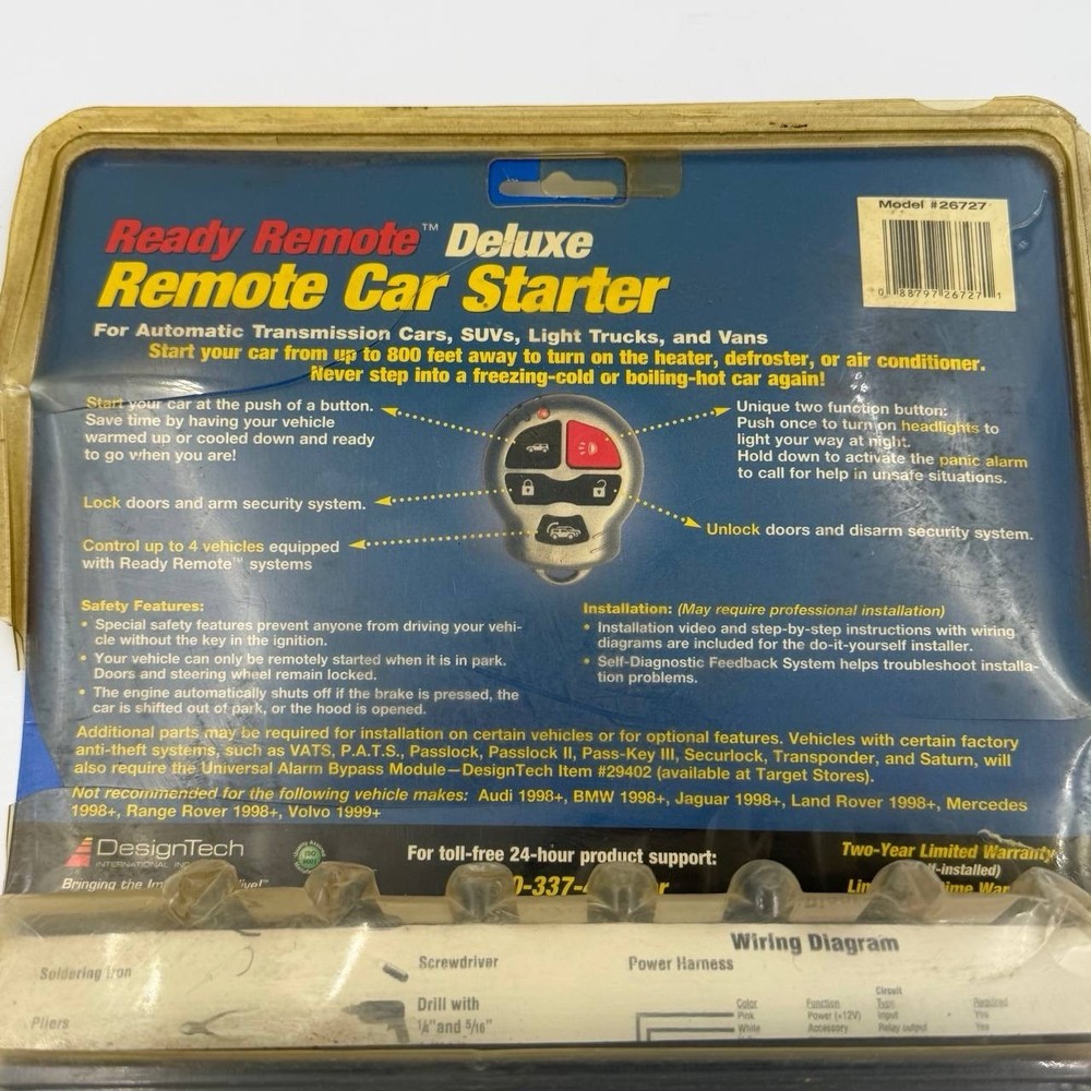 🔥 NOS Ready Remote Deluxe Car Starter Keyless Entry DesignTech Kit